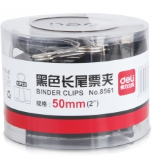 得力（deli）筒裝長尾票夾黑色 50mm 1# 8561（12只/筒，48筒/件）